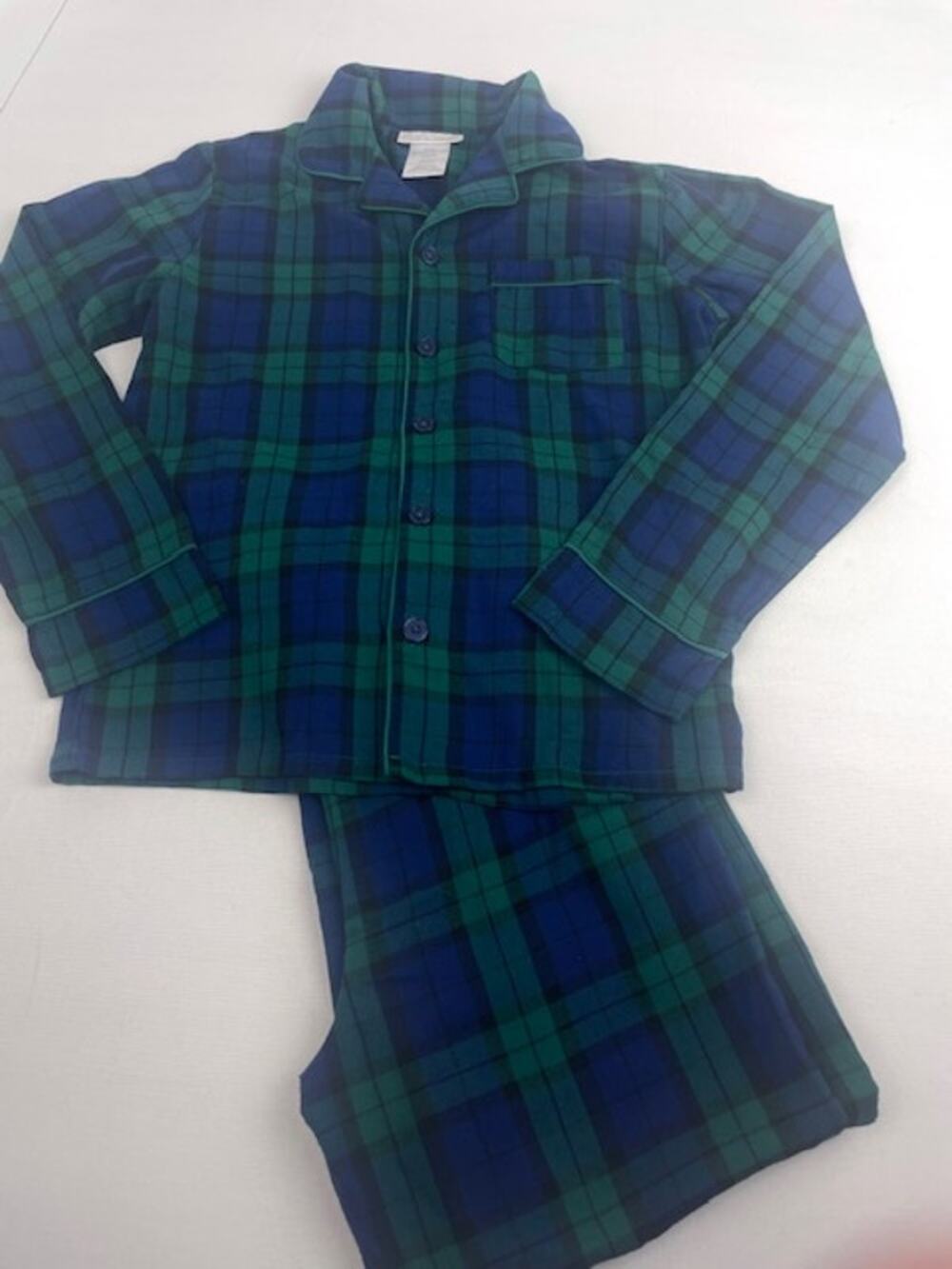 Saint Eve Kids Blackwatch Plaid Flannel Pajama Set Size L 10/12 Green Blue